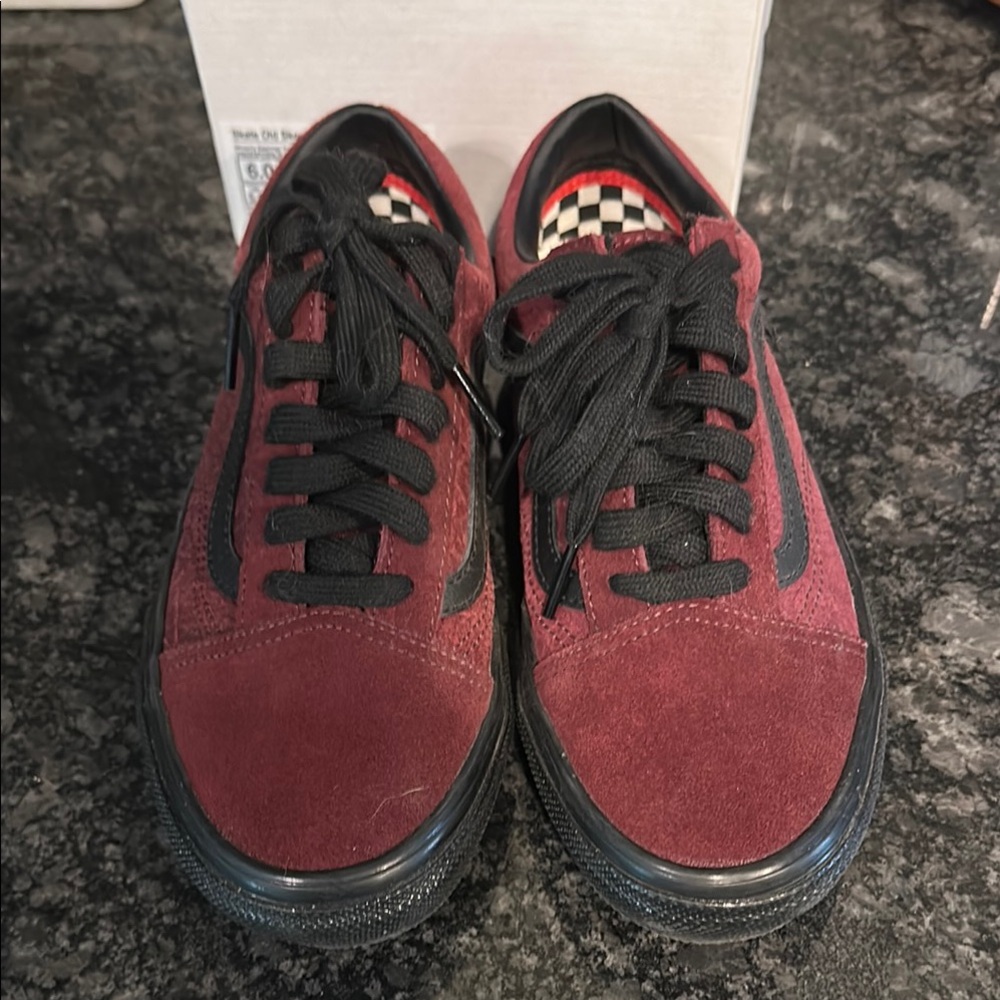 Vans Youth Dark Red Suede Sneakers